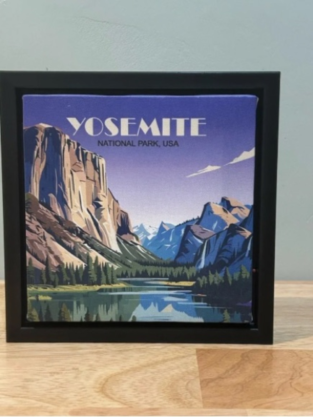 Stretched canvas painting of Yosemite National Park on wood frame. Brand new.